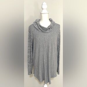 Sojo Womens XL Solid Gray Cowl Neck Sweater Grandmillenial Preppy Cabincore